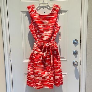 Robbie Bee A-Line Sleeveless Sun Dress Size 16 NEW Red Pink White Peach